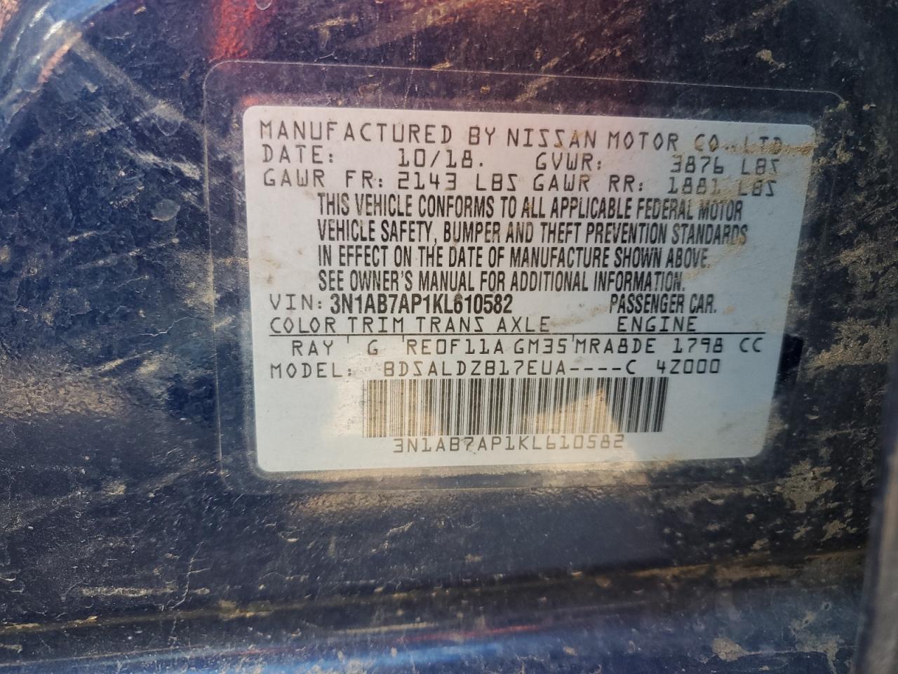 Photo 11 VIN: 3N1AB7AP1KL610582 - NISSAN SENTRA 