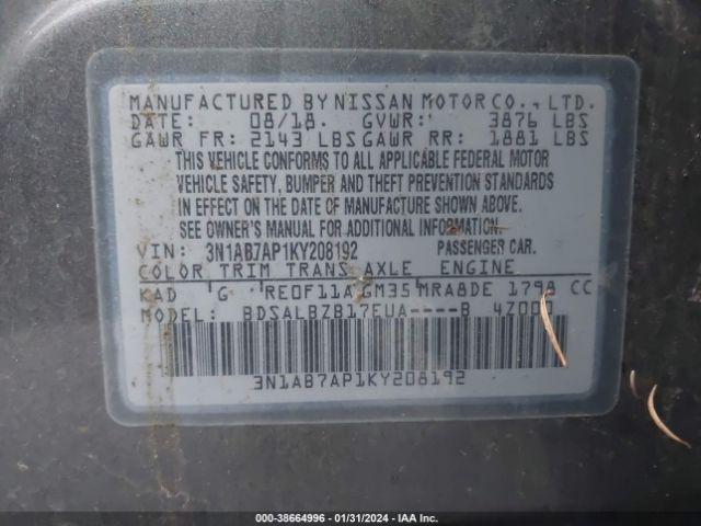 Photo 8 VIN: 3N1AB7AP1KY208192 - NISSAN SENTRA 