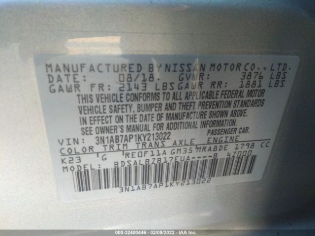 Photo 8 VIN: 3N1AB7AP1KY213022 - NISSAN SENTRA 