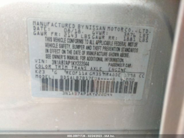 Photo 8 VIN: 3N1AB7AP1KY222044 - NISSAN SENTRA 