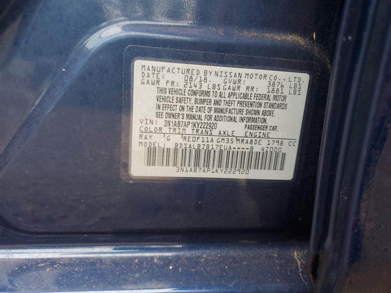 Photo 11 VIN: 3N1AB7AP1KY222920 - NISSAN SENTRA 