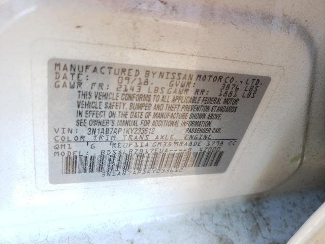 Photo 9 VIN: 3N1AB7AP1KY233612 - NISSAN SENTRA S 