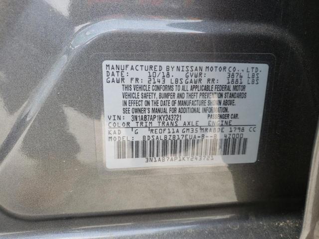 Photo 11 VIN: 3N1AB7AP1KY243721 - NISSAN SENTRA S 