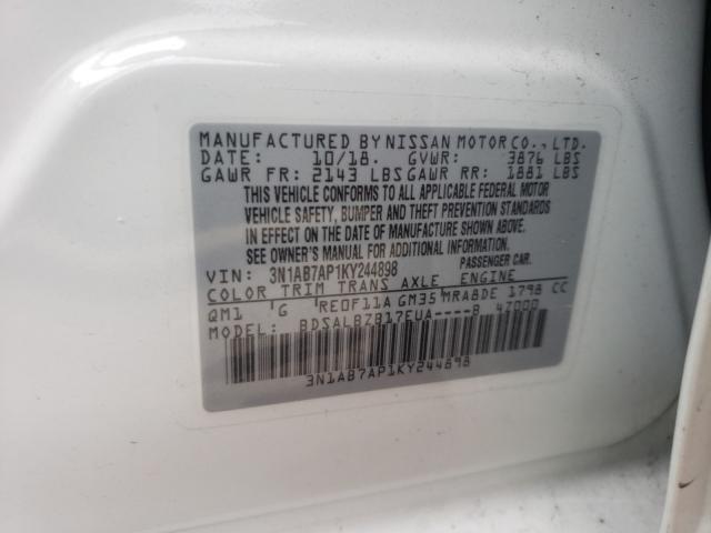 Photo 9 VIN: 3N1AB7AP1KY244898 - NISSAN SENTRA S 