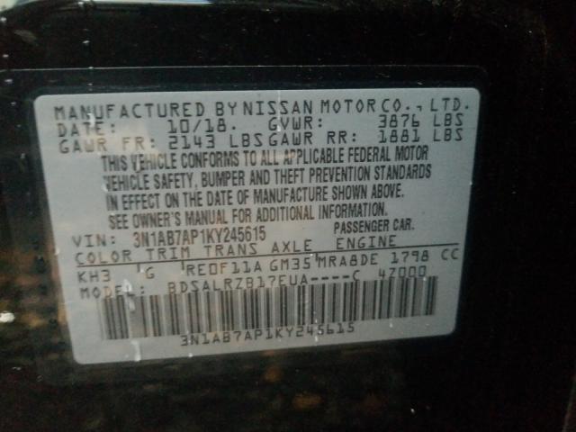 Photo 9 VIN: 3N1AB7AP1KY245615 - NISSAN SENTRA S 