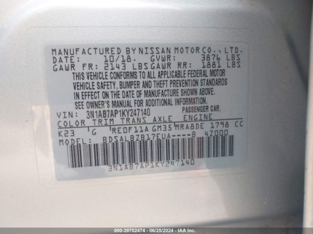 Photo 8 VIN: 3N1AB7AP1KY247140 - NISSAN SENTRA 