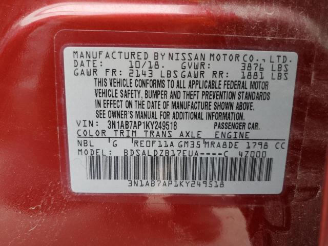 Photo 11 VIN: 3N1AB7AP1KY249518 - NISSAN SENTRA S 