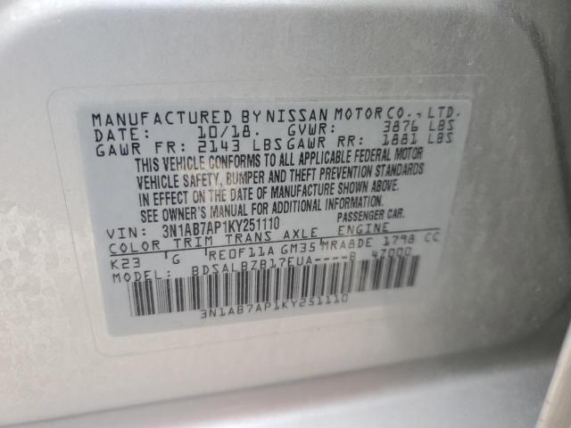 Photo 11 VIN: 3N1AB7AP1KY251110 - NISSAN SENTRA S 