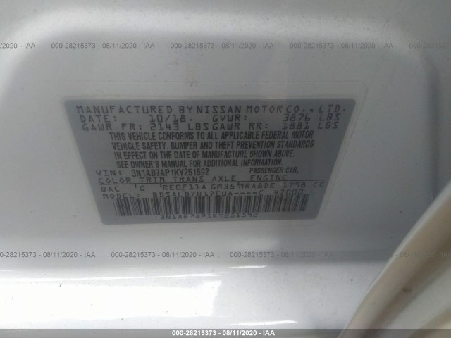 Photo 8 VIN: 3N1AB7AP1KY251592 - NISSAN SENTRA 