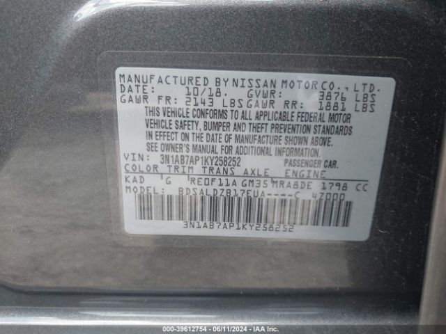 Photo 8 VIN: 3N1AB7AP1KY258252 - NISSAN SENTRA 