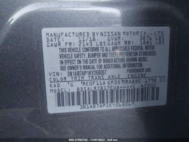 Photo 8 VIN: 3N1AB7AP1KY268067 - NISSAN SENTRA 