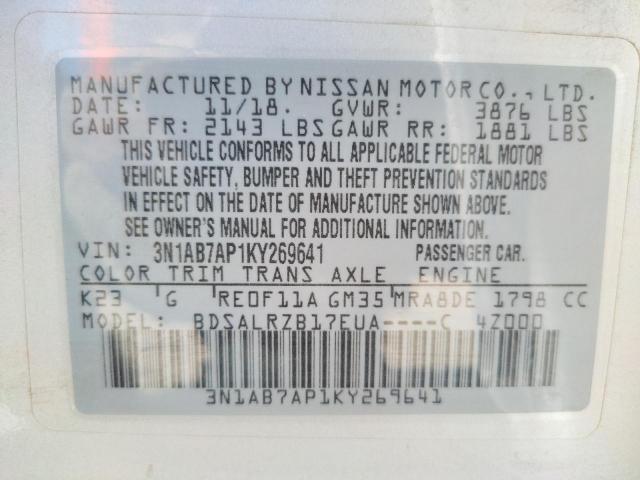 Photo 9 VIN: 3N1AB7AP1KY269641 - NISSAN SENTRA S 