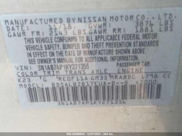 Photo 8 VIN: 3N1AB7AP1KY271356 - NISSAN SENTRA 