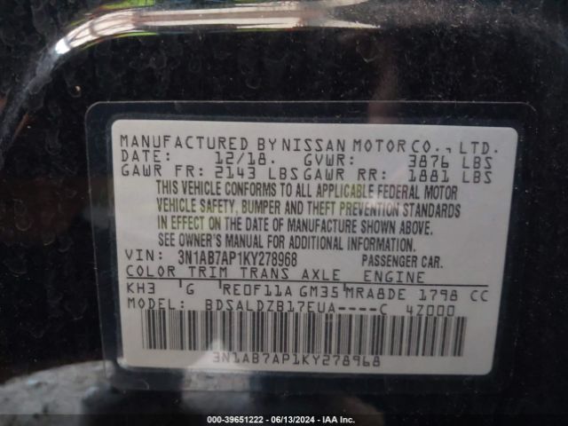 Photo 8 VIN: 3N1AB7AP1KY278968 - NISSAN SENTRA 