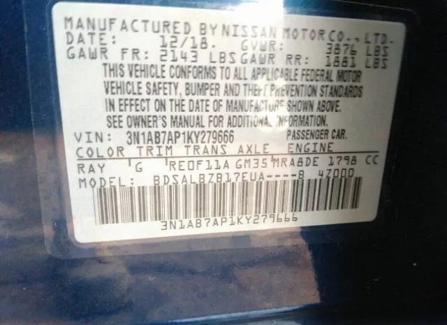 Photo 8 VIN: 3N1AB7AP1KY279666 - NISSAN SENTRA 