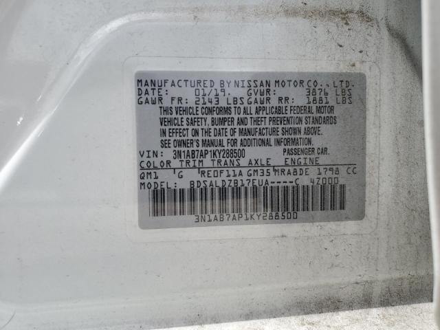 Photo 11 VIN: 3N1AB7AP1KY288500 - NISSAN SENTRA S 