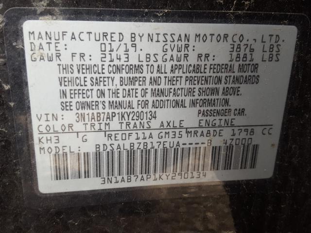 Photo 9 VIN: 3N1AB7AP1KY290134 - NISSAN SENTRA S 