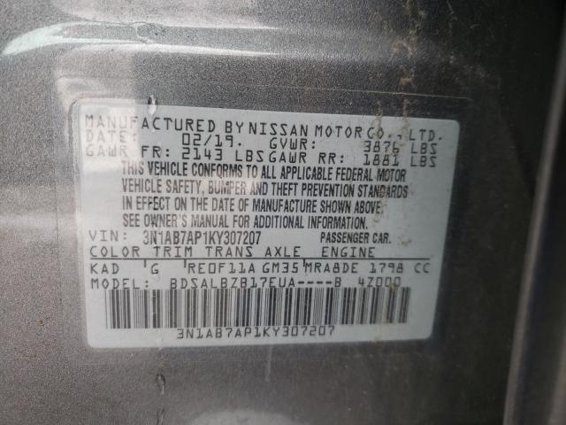 Photo 9 VIN: 3N1AB7AP1KY307207 - NISSAN SENTRA S 