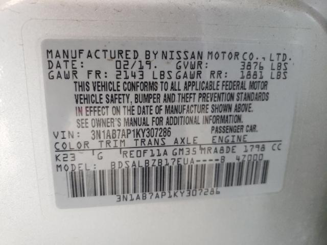 Photo 9 VIN: 3N1AB7AP1KY307286 - NISSAN SENTRA S 