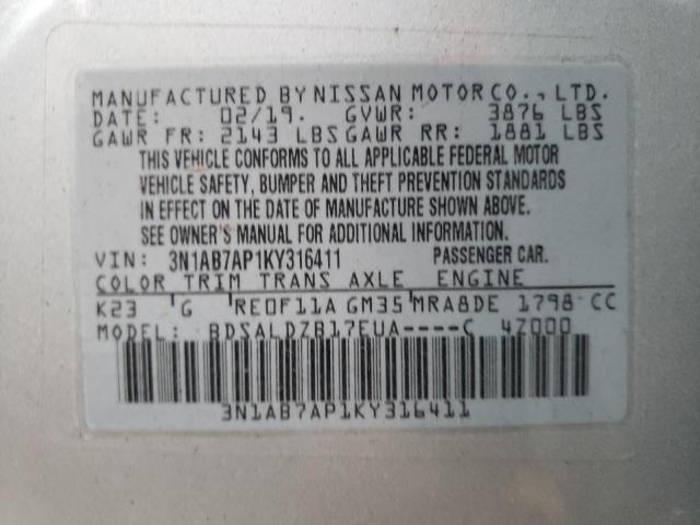 Photo 9 VIN: 3N1AB7AP1KY316411 - NISSAN SENTRA S 