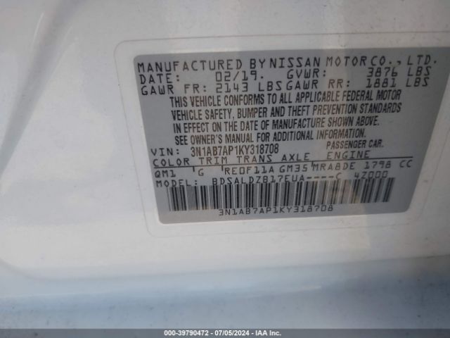 Photo 8 VIN: 3N1AB7AP1KY318708 - NISSAN SENTRA 