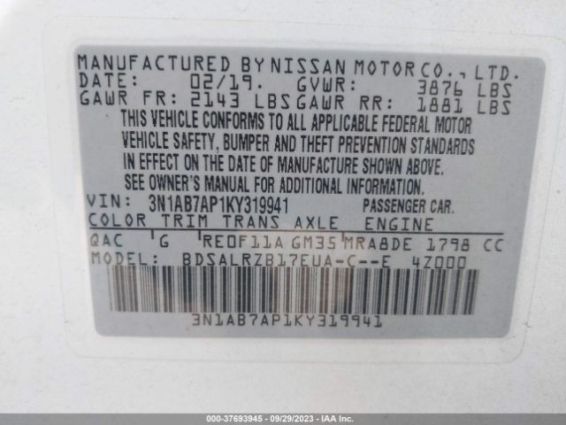 Photo 8 VIN: 3N1AB7AP1KY319941 - NISSAN SENTRA 