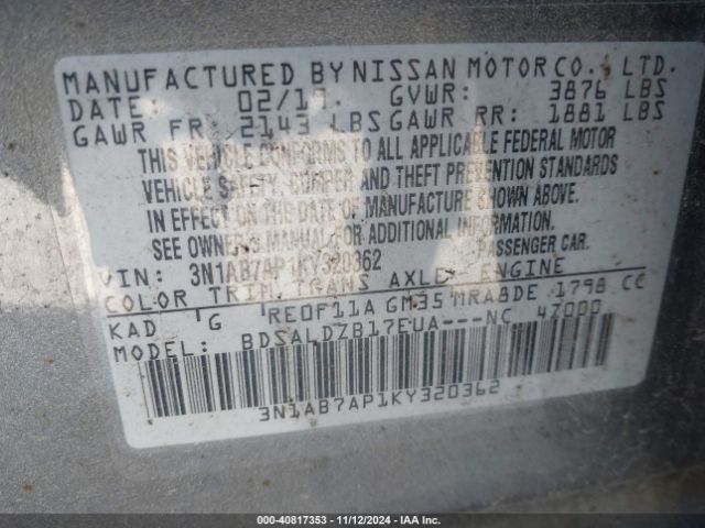 Photo 8 VIN: 3N1AB7AP1KY320362 - NISSAN SENTRA 