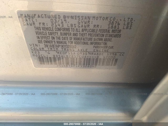 Photo 8 VIN: 3N1AB7AP1KY328042 - NISSAN SENTRA 