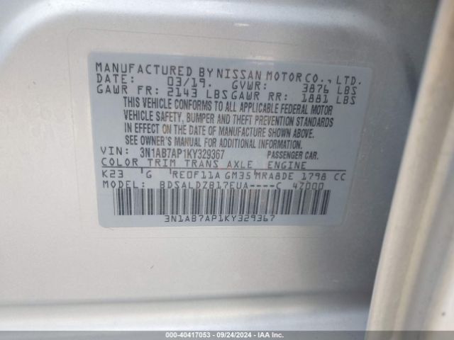 Photo 8 VIN: 3N1AB7AP1KY329367 - NISSAN SENTRA 