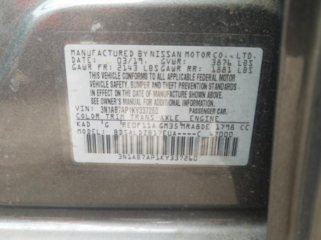 Photo 9 VIN: 3N1AB7AP1KY337260 - NISSAN SENTRA S 