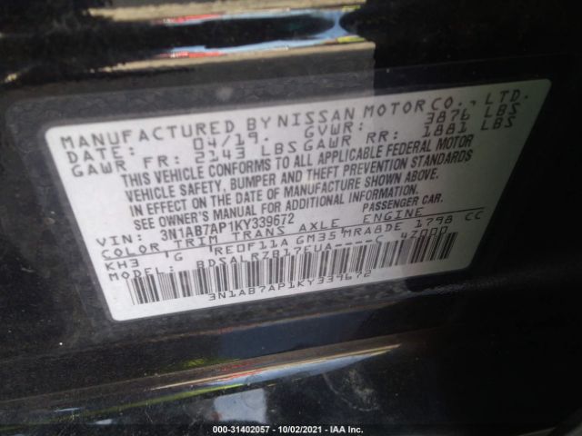 Photo 8 VIN: 3N1AB7AP1KY339672 - NISSAN SENTRA 