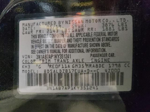 Photo 11 VIN: 3N1AB7AP1KY351241 - NISSAN SENTRA S 