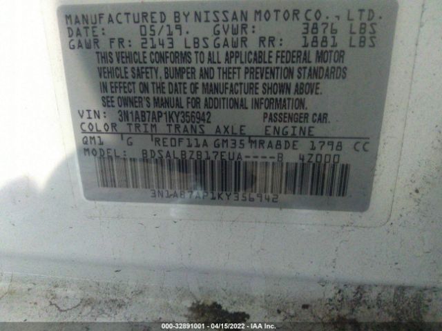 Photo 8 VIN: 3N1AB7AP1KY356942 - NISSAN SENTRA 