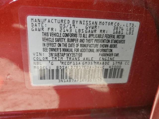 Photo 12 VIN: 3N1AB7AP1KY357198 - NISSAN SENTRA S 