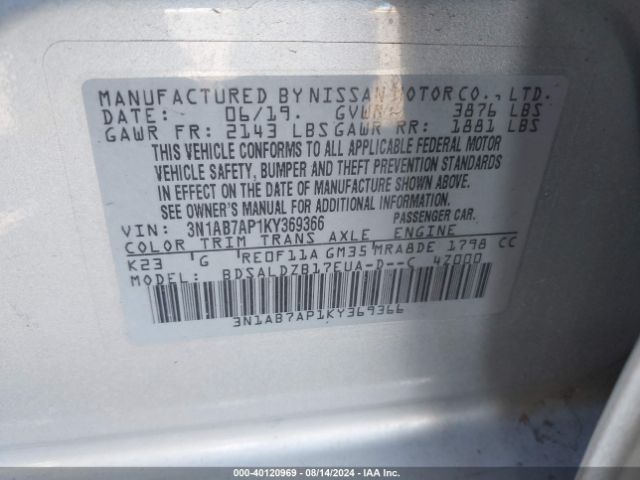 Photo 8 VIN: 3N1AB7AP1KY369366 - NISSAN SENTRA 