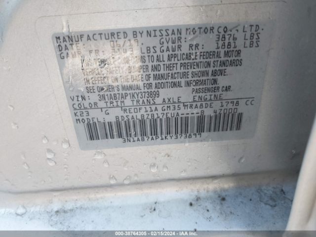 Photo 8 VIN: 3N1AB7AP1KY373899 - NISSAN SENTRA 