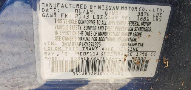 Photo 9 VIN: 3N1AB7AP1KY374325 - NISSAN SENTRA 