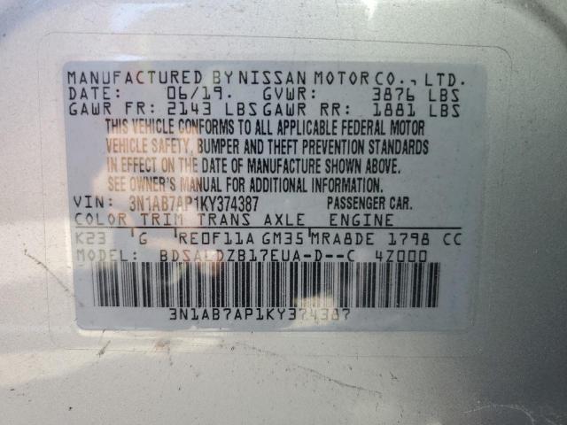 Photo 11 VIN: 3N1AB7AP1KY374387 - NISSAN SENTRA S 