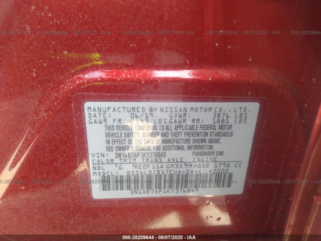 Photo 8 VIN: 3N1AB7AP1KY376849 - NISSAN SENTRA 