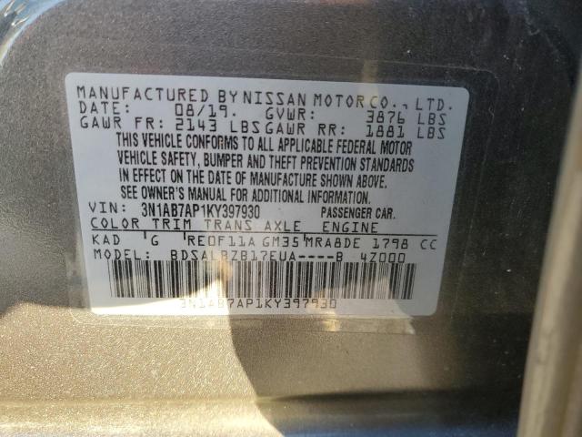 Photo 12 VIN: 3N1AB7AP1KY397930 - NISSAN SENTRA S 