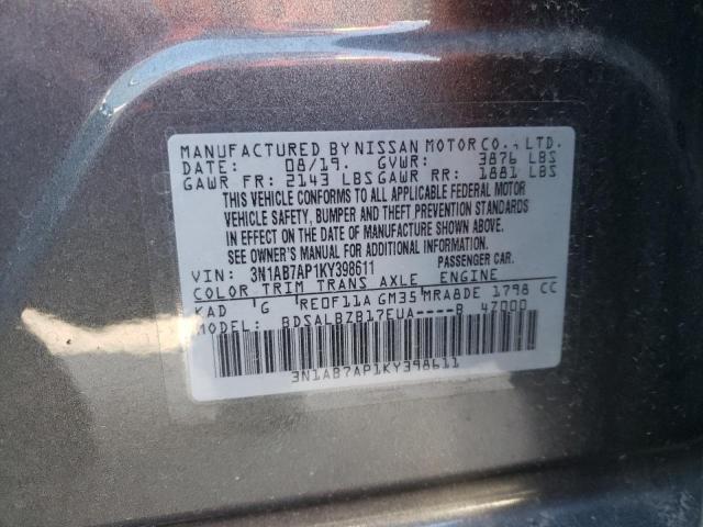 Photo 9 VIN: 3N1AB7AP1KY398611 - NISSAN SENTRA S 