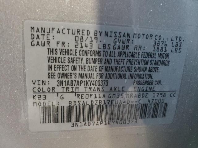 Photo 9 VIN: 3N1AB7AP1KY400373 - NISSAN SENTRA S 