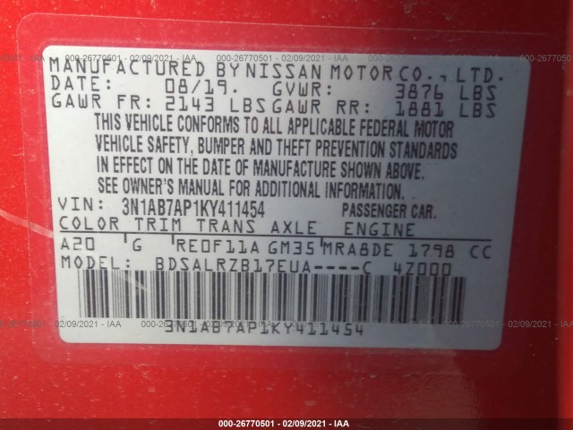 Photo 8 VIN: 3N1AB7AP1KY411454 - NISSAN SENTRA 