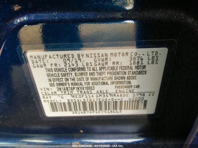 Photo 8 VIN: 3N1AB7AP1KY418663 - NISSAN SENTRA 