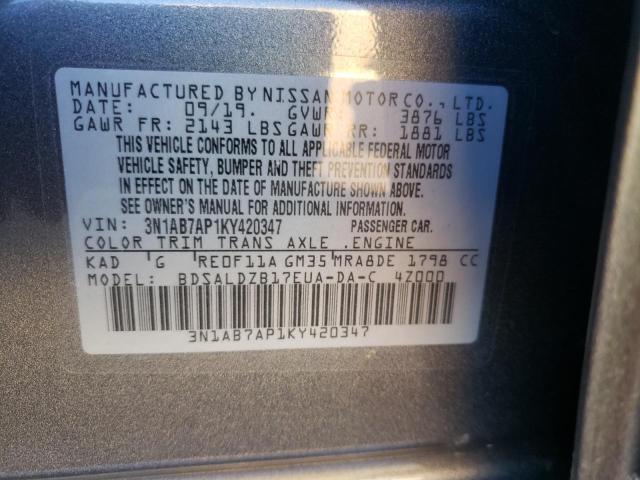 Photo 9 VIN: 3N1AB7AP1KY420347 - NISSAN SENTRA S 