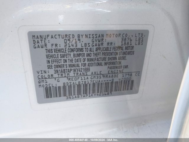 Photo 8 VIN: 3N1AB7AP1KY421689 - NISSAN SENTRA 