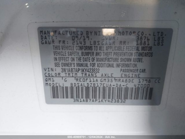 Photo 8 VIN: 3N1AB7AP1KY423832 - NISSAN SENTRA 