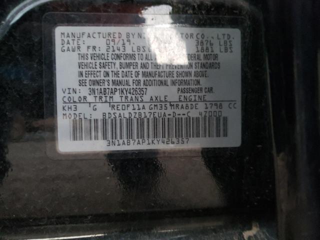 Photo 9 VIN: 3N1AB7AP1KY426357 - NISSAN SENTRA S 