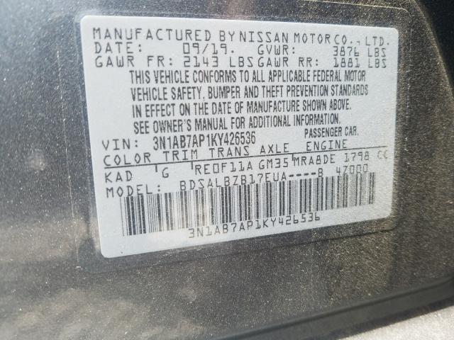 Photo 9 VIN: 3N1AB7AP1KY426536 - NISSAN SENTRA S 