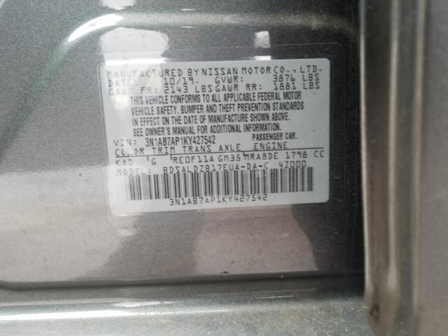 Photo 9 VIN: 3N1AB7AP1KY427542 - NISSAN SENTRA S 